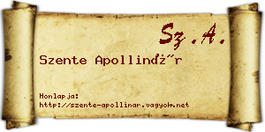 Szente Apollinár névjegykártya